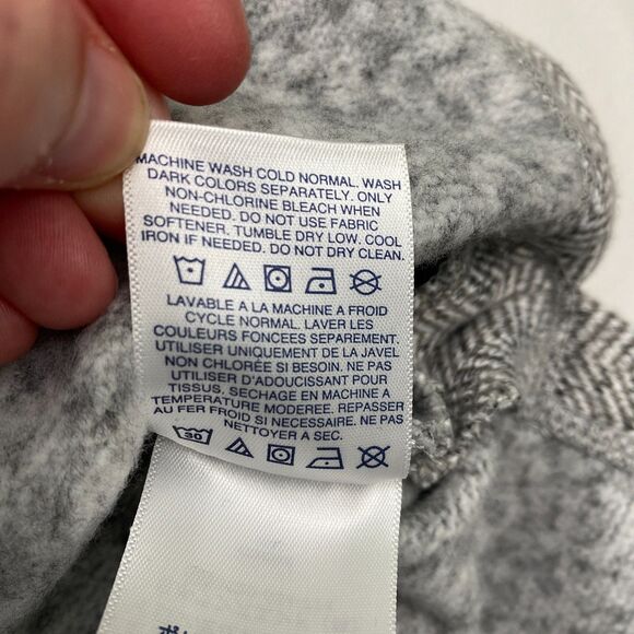 Lands End Fleece Tunic Sweater Sweatshirt Cowl Neck Womens 1X Gray Herringbone - Picture 9 of 10